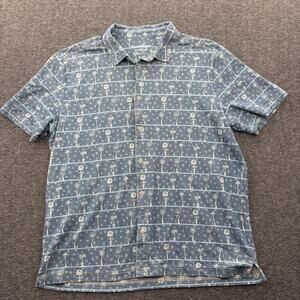 Tommy Bahama Island Zone Supima Polo Shirt Size XL Blue Gray Floral Palm